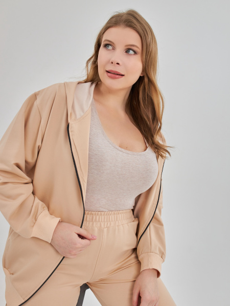 Женский трикотажный костюм Fashion В0021_Светло-Бежевый