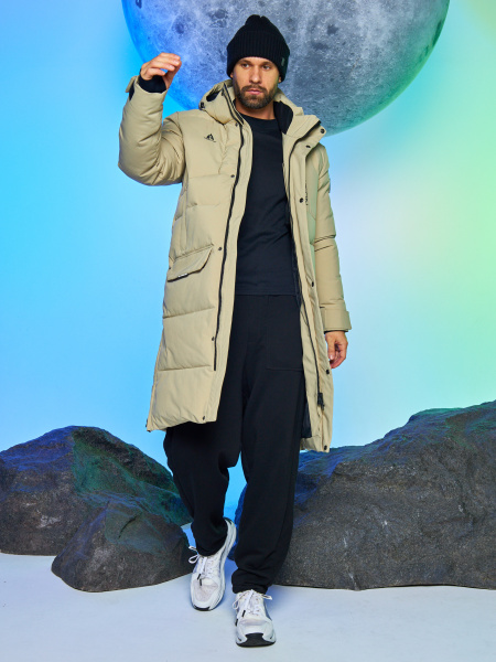 Мужское мембранное стеганное пальто Azimuth Снежный Богатырь 123/22950_21 Соломенный